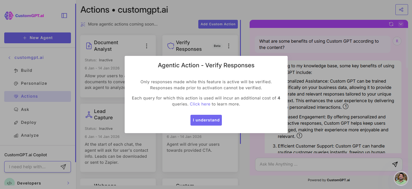 pop-up window to confirm the choice