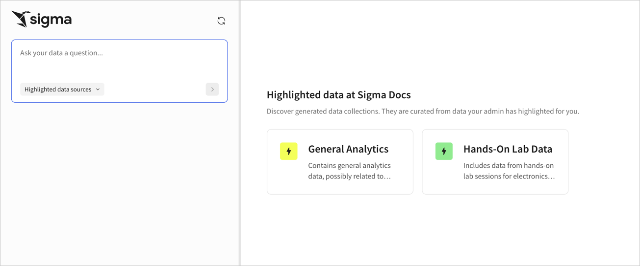 Discovery displaying a list of data collections.