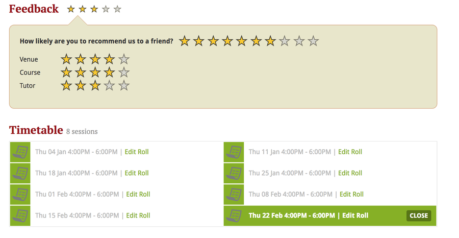 Figure 207. Tutor view of feedback summary