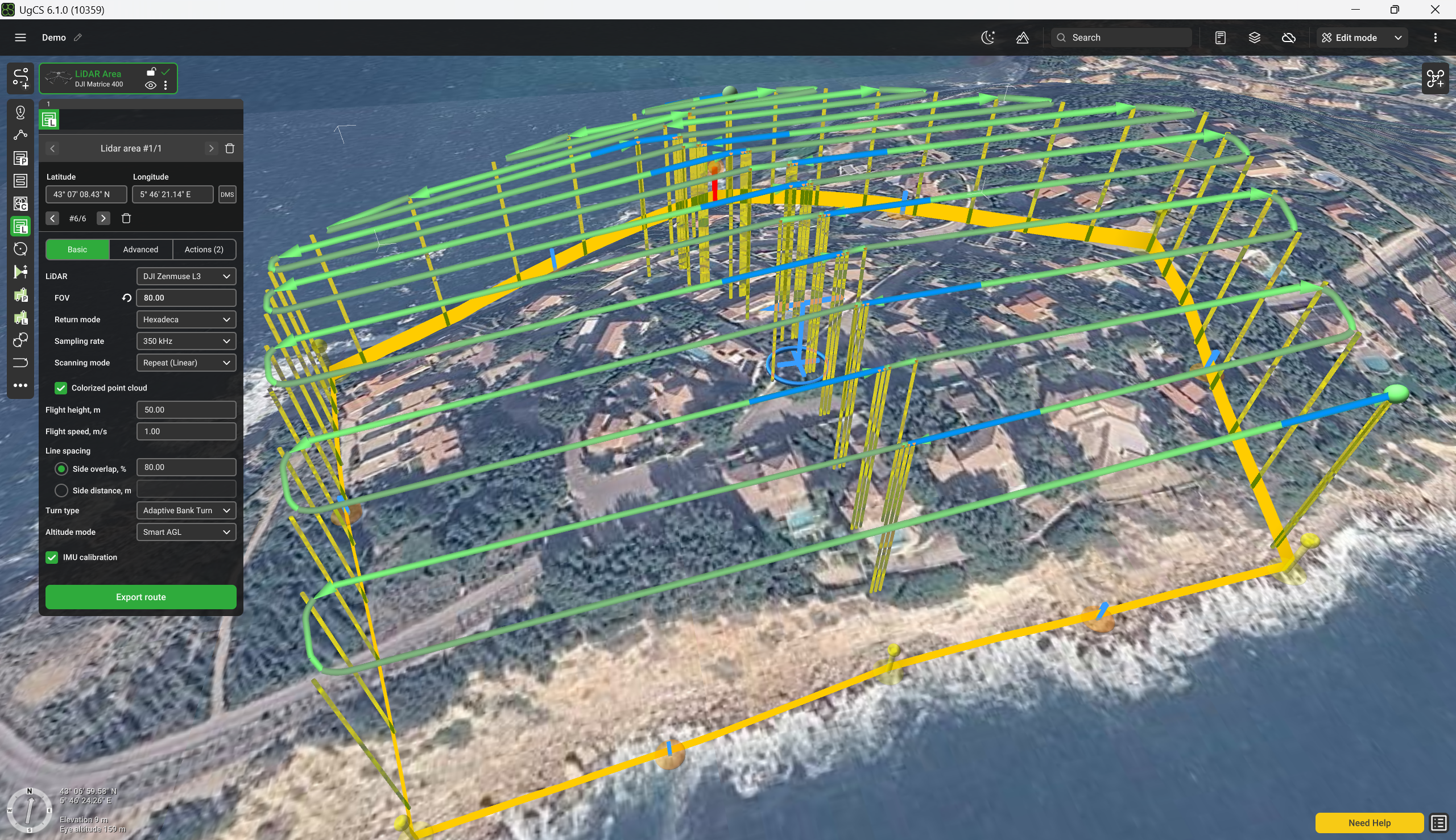 LiDAR area flight plan