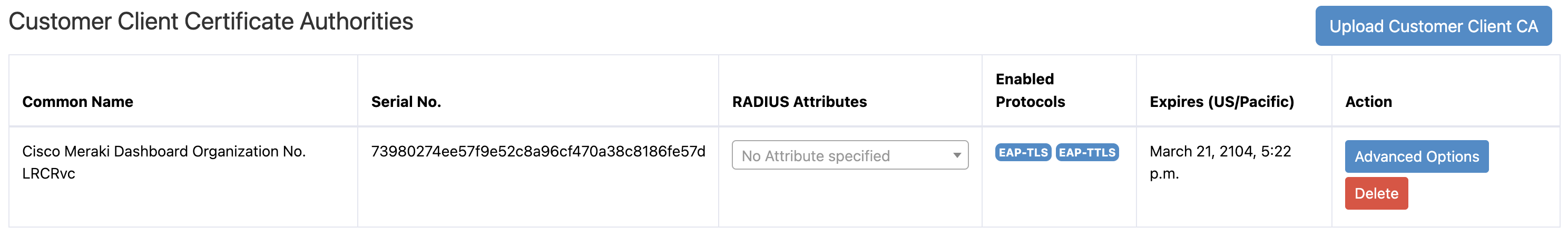 Sample uploaded Client CA