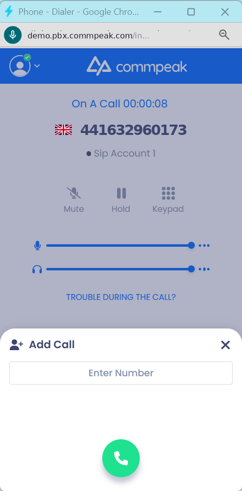 Screenshot of the Add Call option