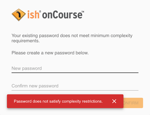 Figure 37. The prompt asking for a more secure password