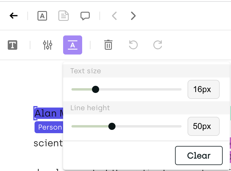 Adjusting text size and line height