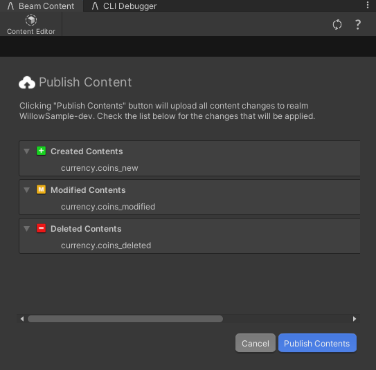 The Publish Summary Window
