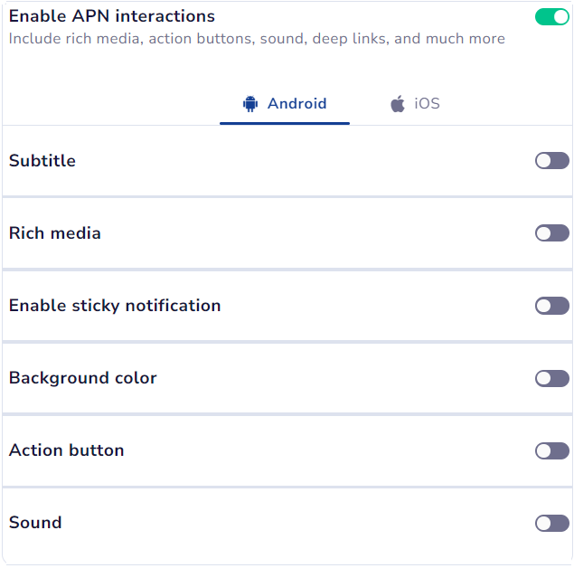 Enable APN Interactions to include rich media, sound and so on