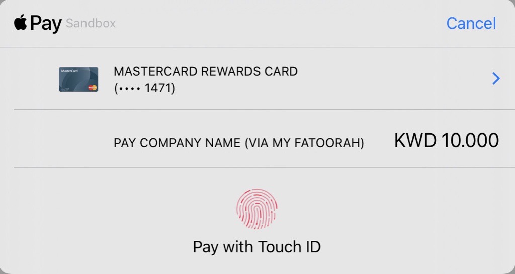 Apple Pay Payment Sheet Page