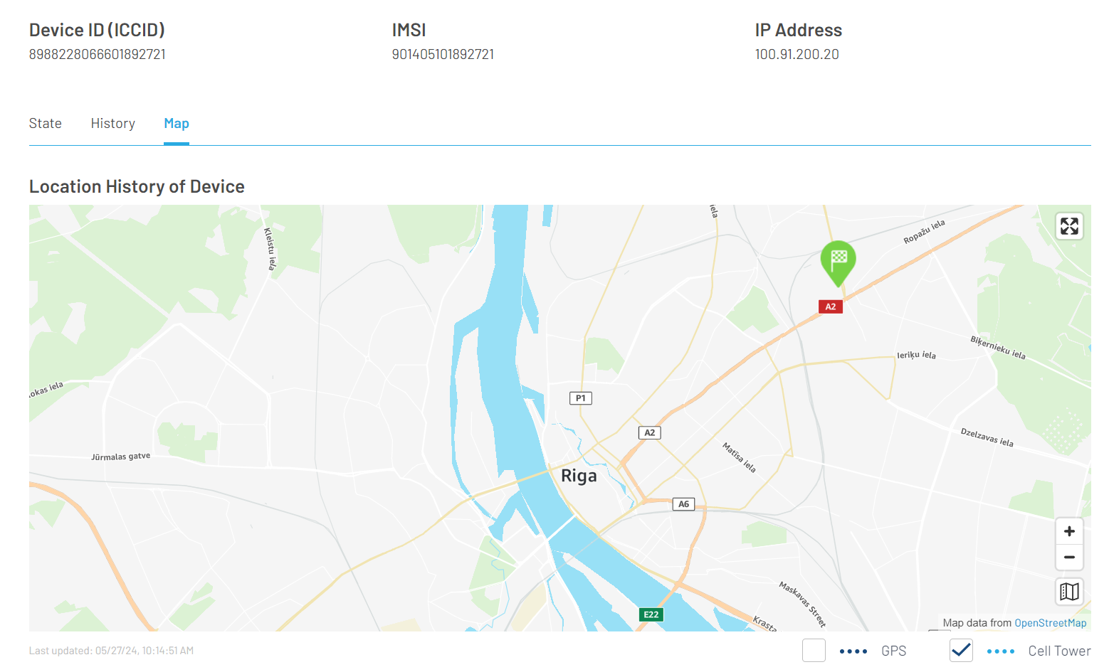 Device Inspector Details. Map