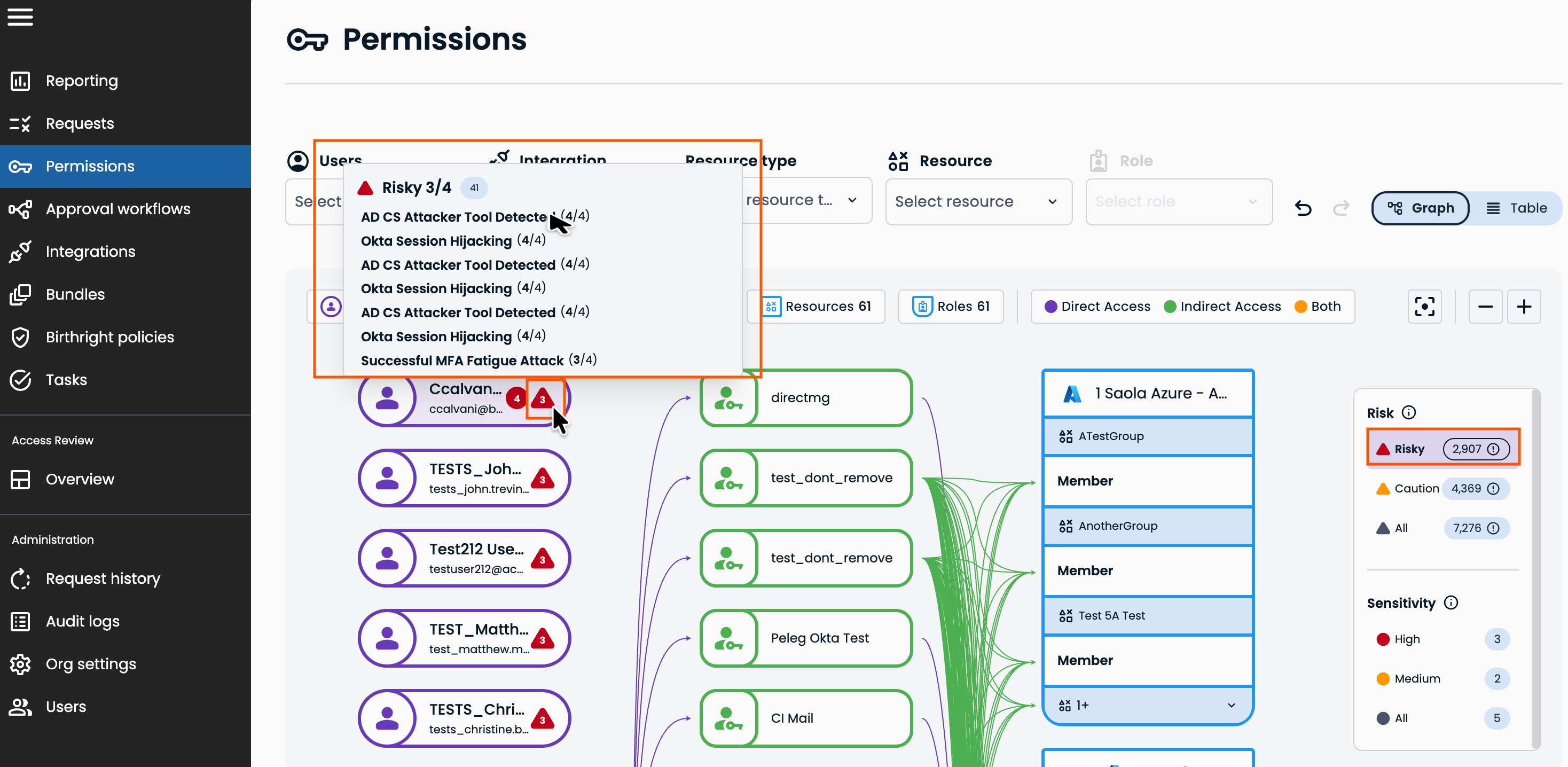 Selecting a detection to open it in Insights