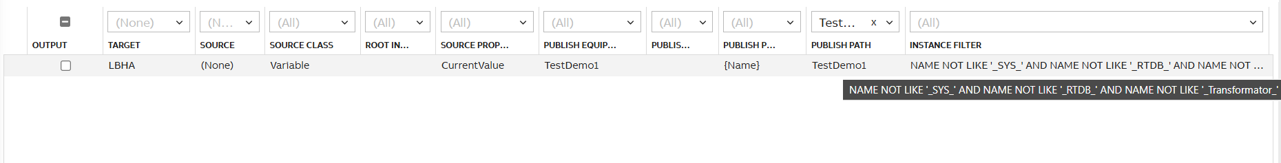 Sample variable publication