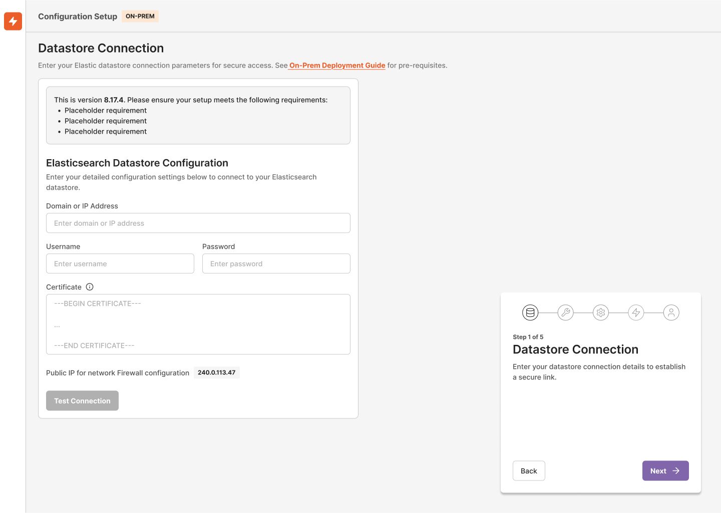 On-Prem Datastore Connection