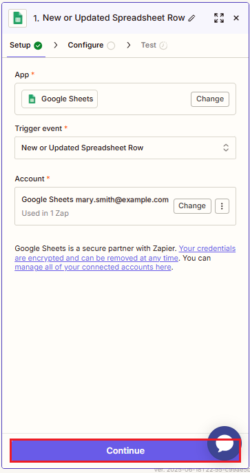 Screenshot of signing into Google account