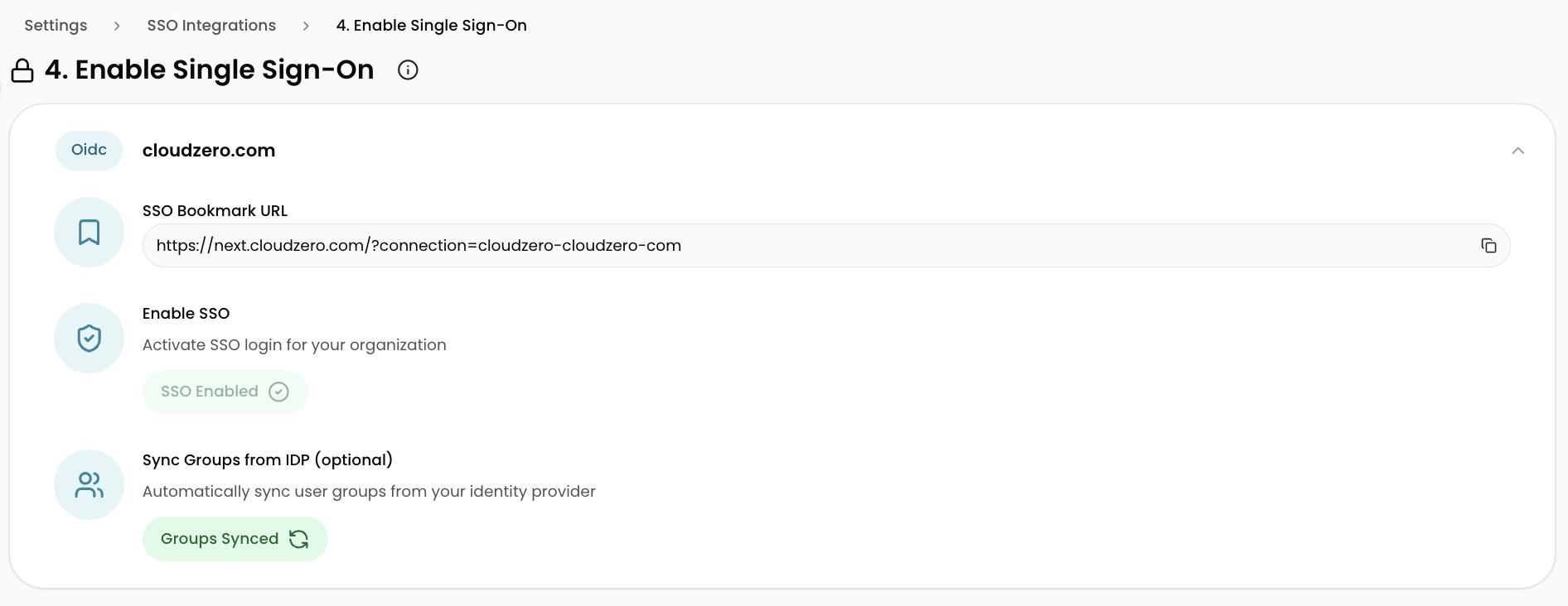 Enable SSO for Roles checkbox in SSO Connection Status and Controls