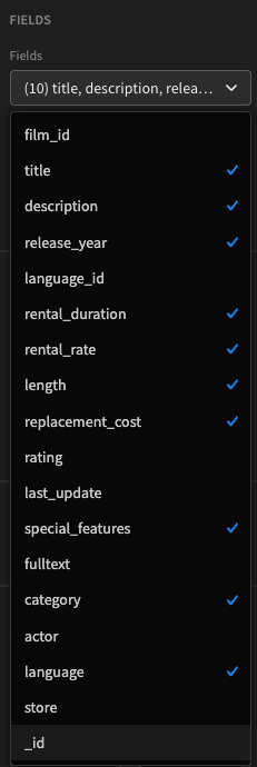 Selecting the form block fields