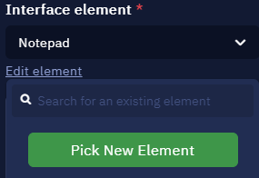 Here you can select an element or pick a new one