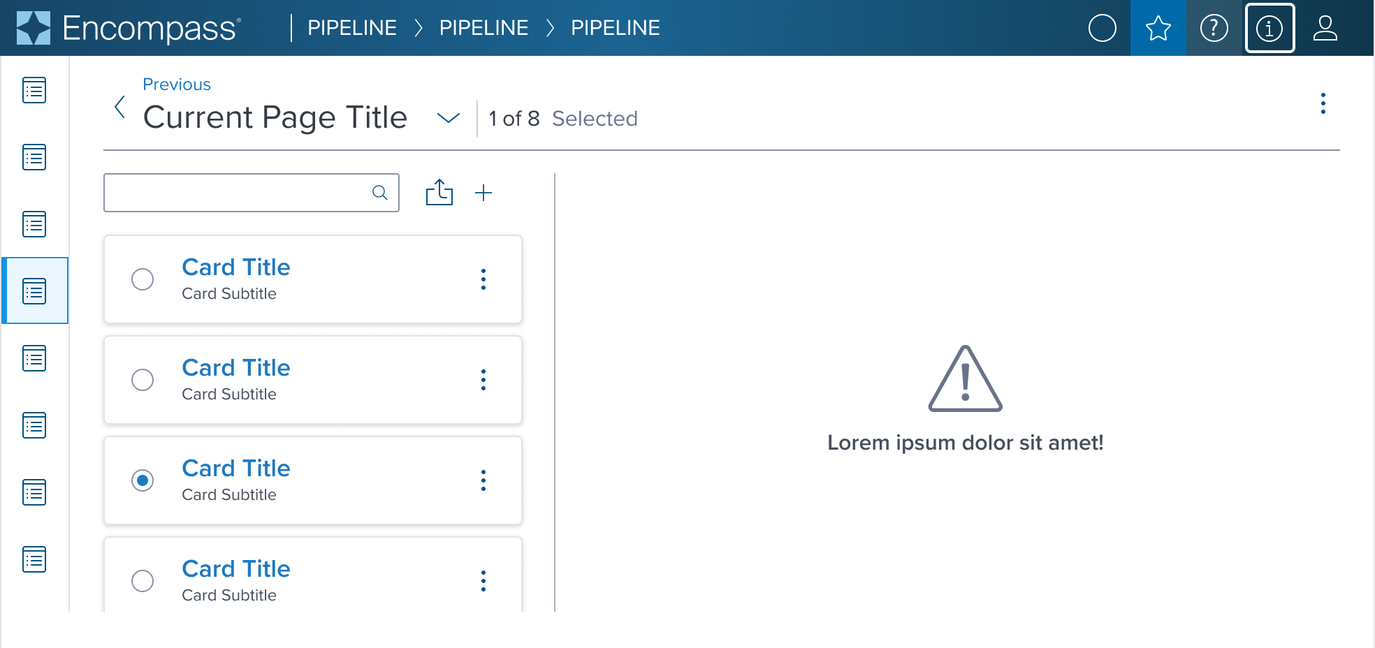 single select card within context