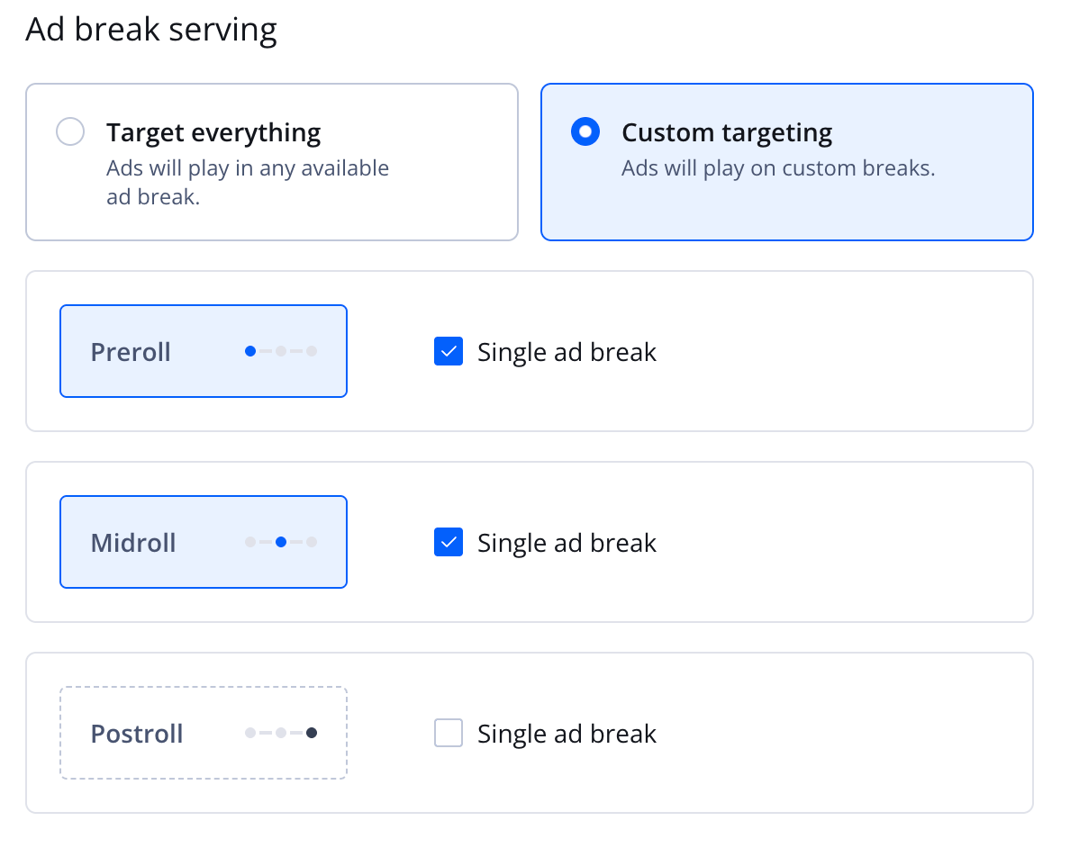 Custom targeting settings