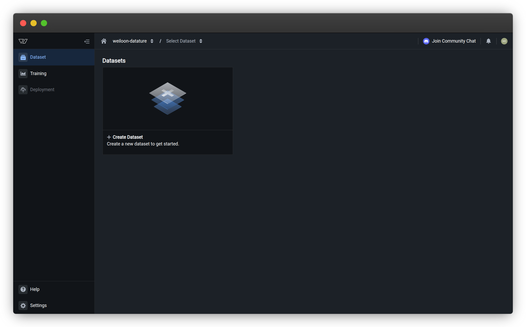 Create Dataset button