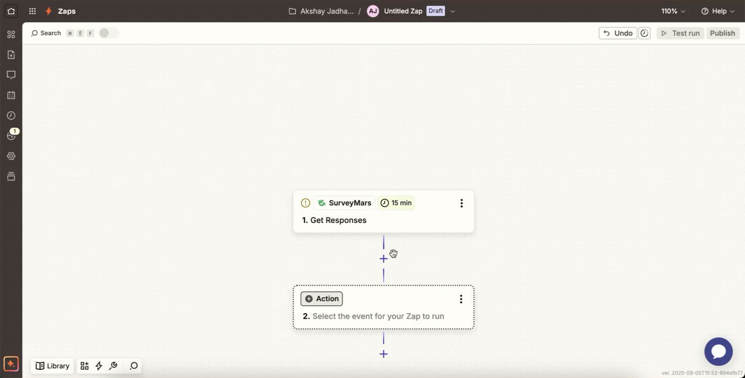 Select the Action for Zap