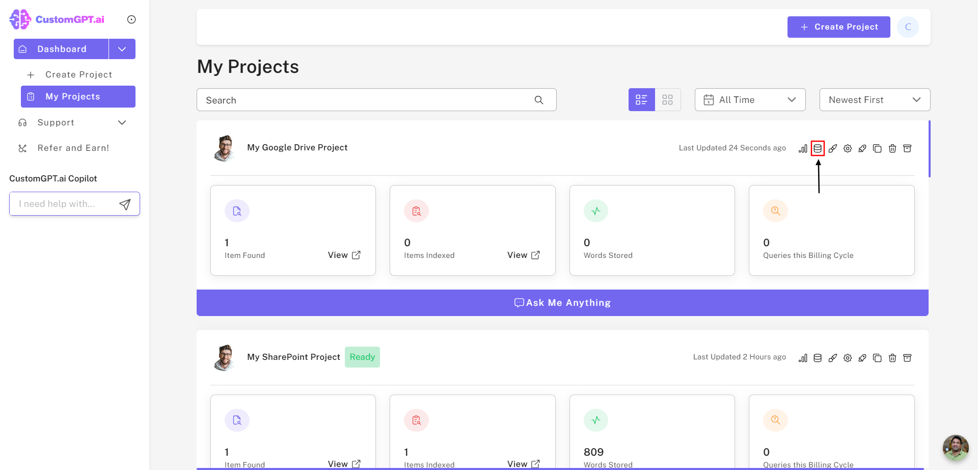 Project Data Settings