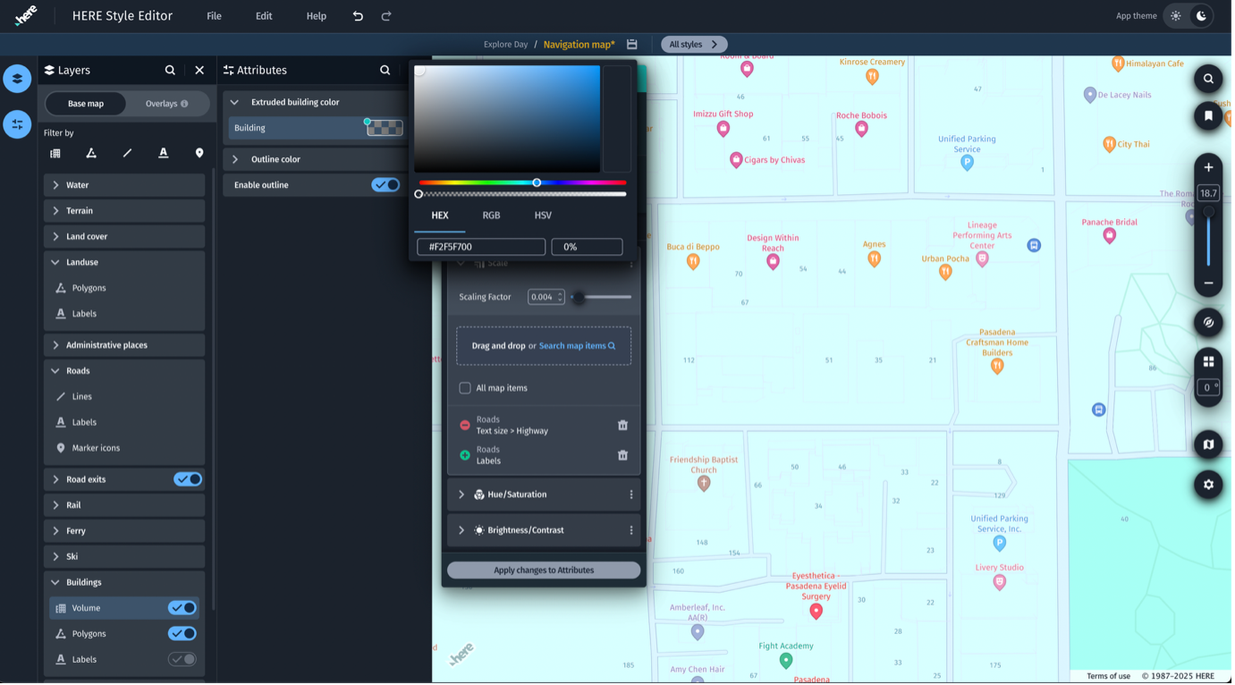 Fine tune map items using the Attributes panel