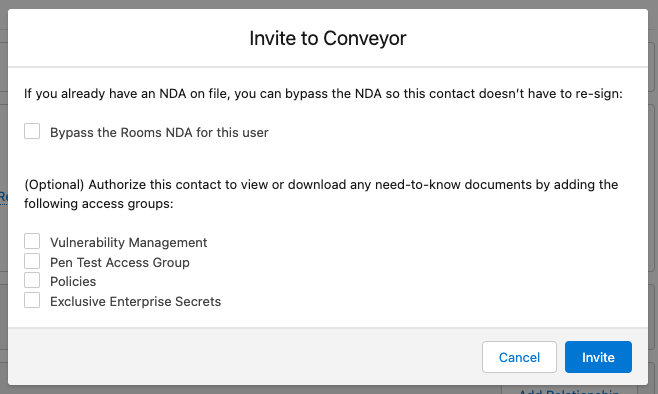 4\) You can enable sellers to invite prospects to Conveyor directly from Salesforce.