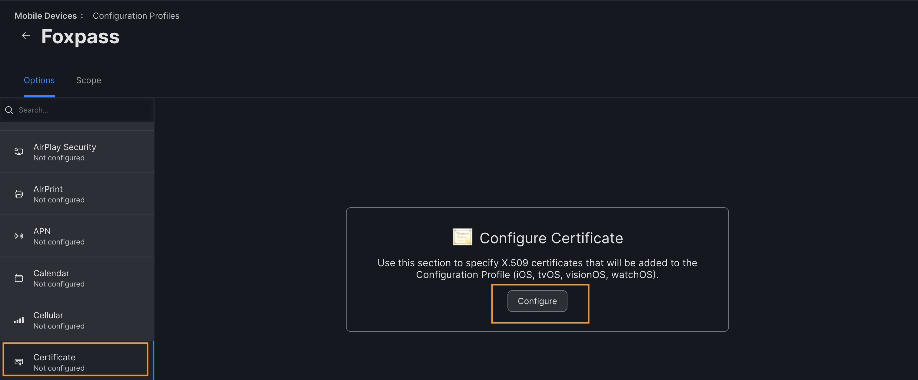 Configure certificate