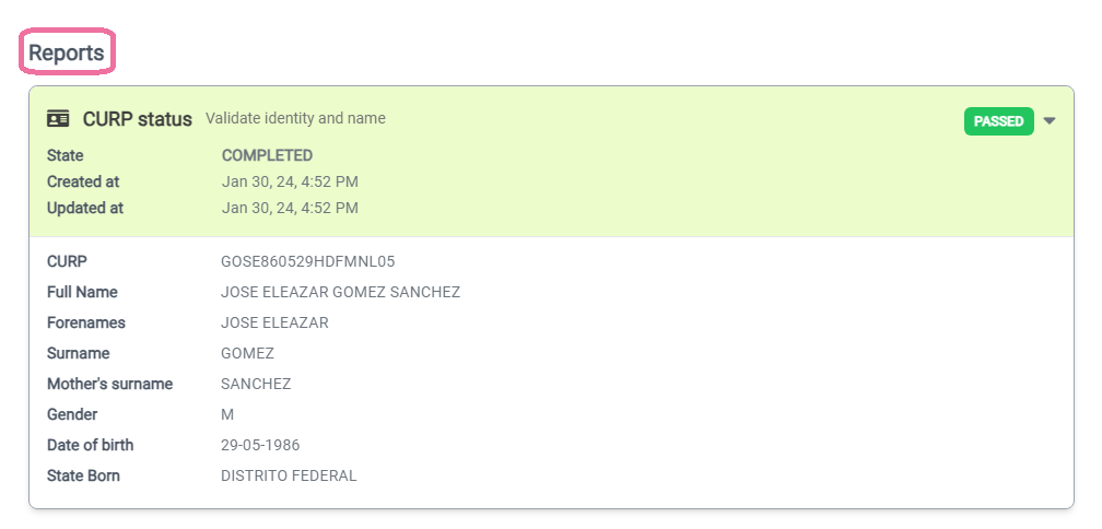 Seção de Lista Detalhada de Relatórios