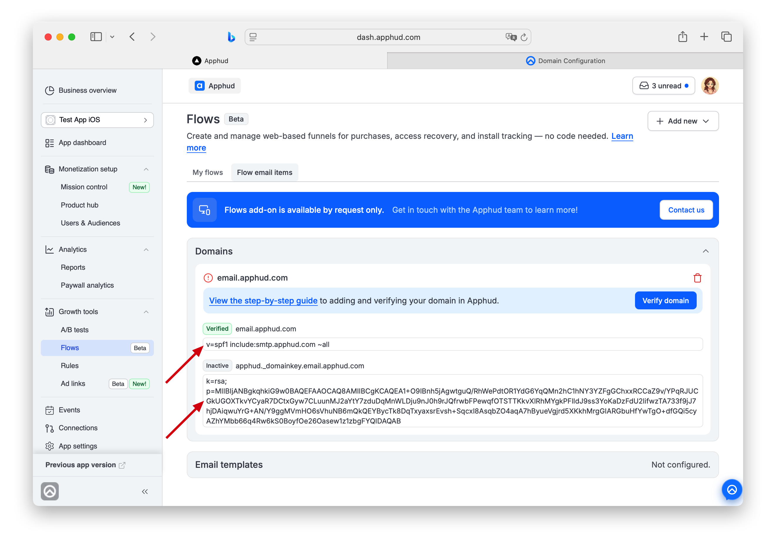 Flows - Email Domain Settings