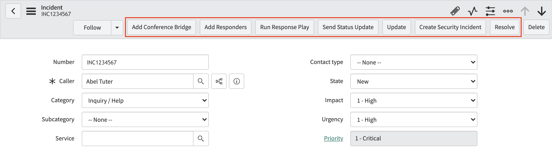 PagerDuty actions in ServiceNow