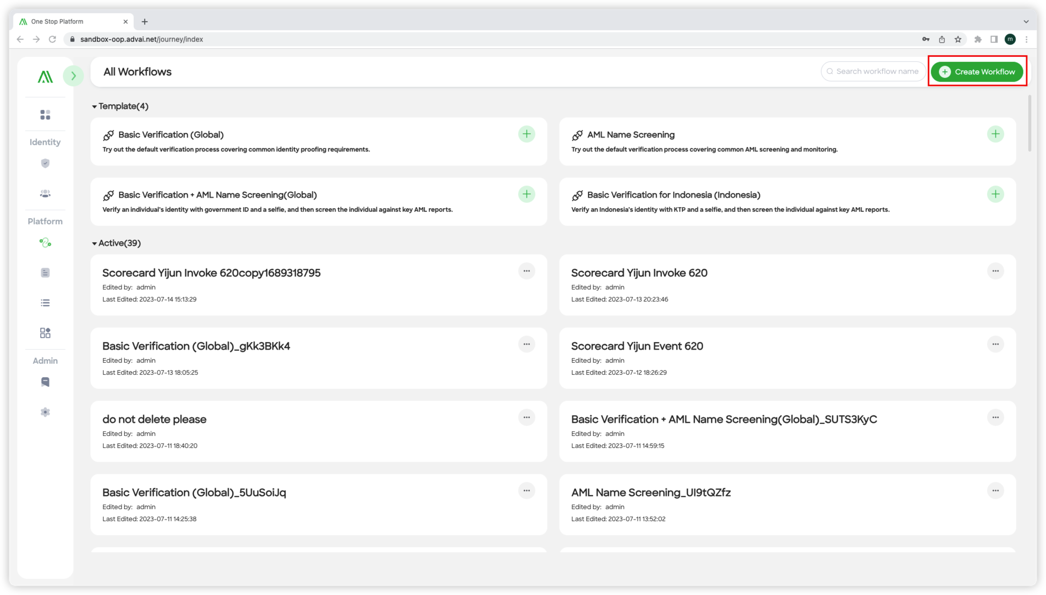 Figure 1 - Create button in Workflow List