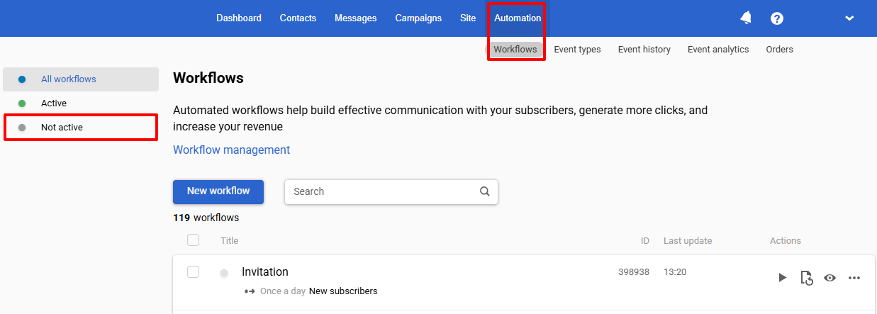 Activating a workflow