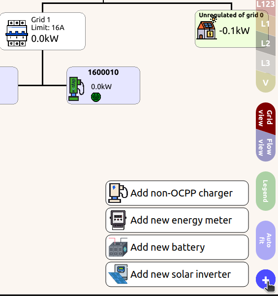 EdgeManager interface showing the plus icon used to add an energy meter