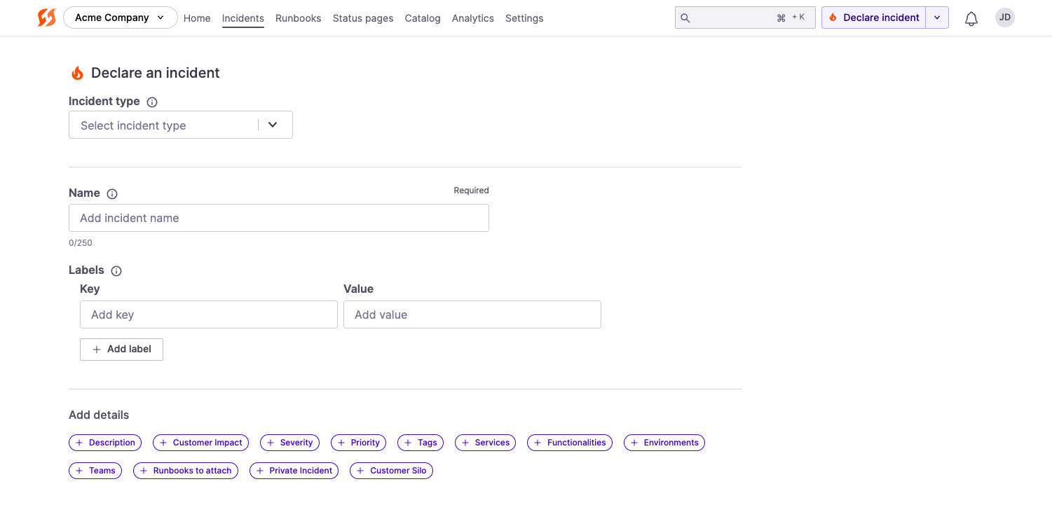 Labels field in the UI when set to "Visible"