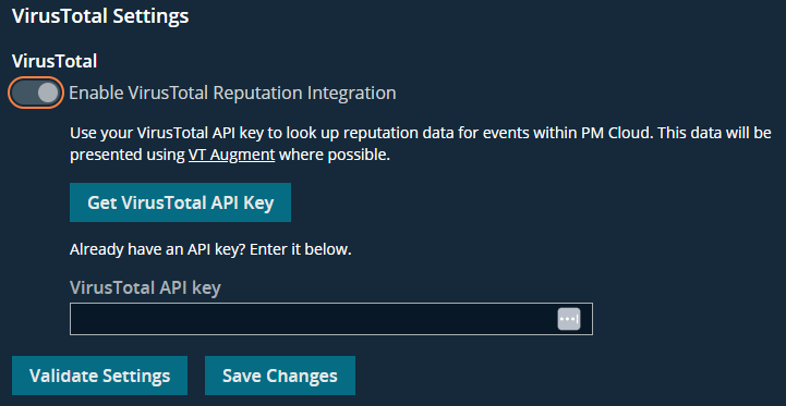 VirusTotal configuration