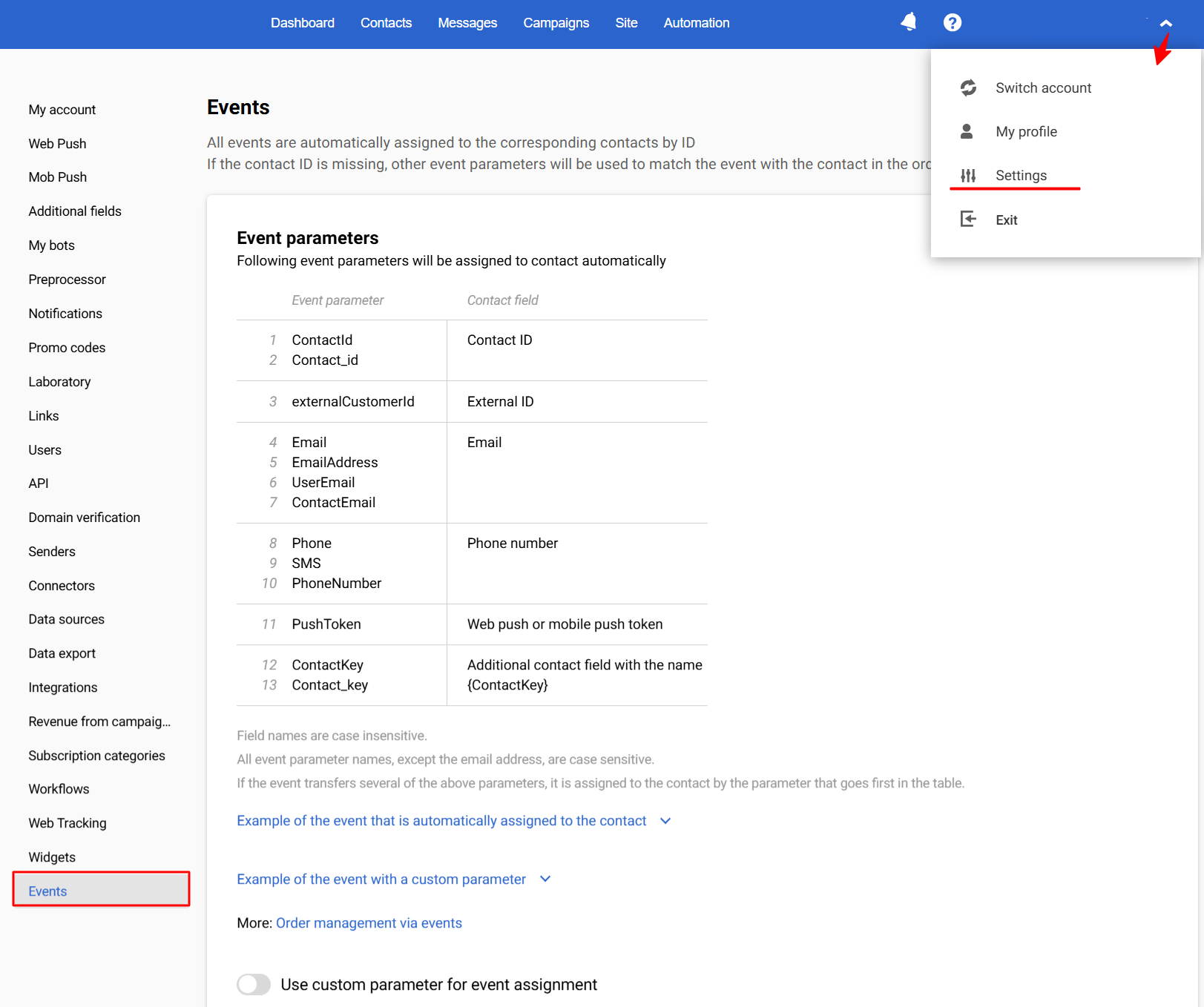 Segmentation by events