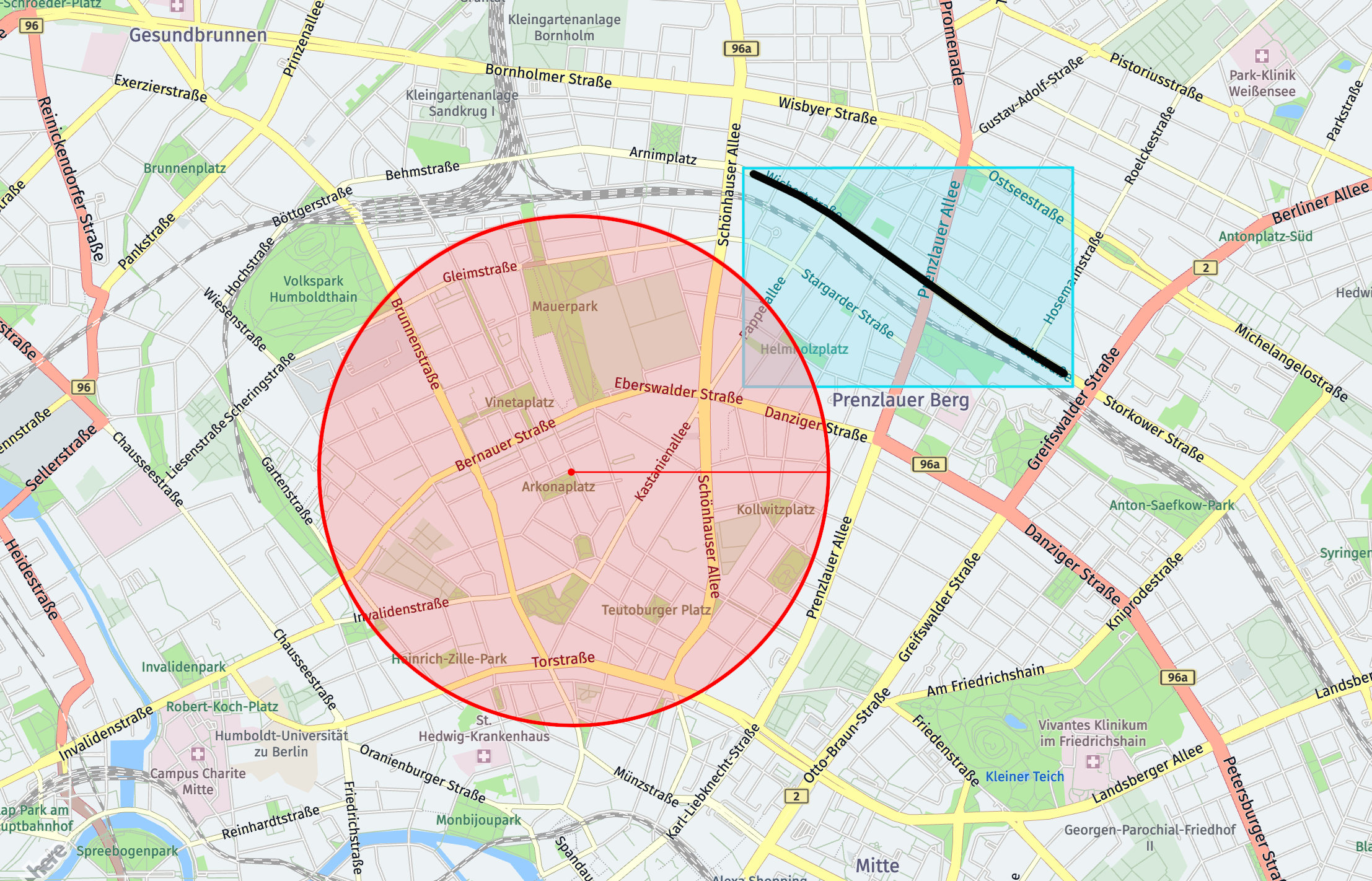 A representation of the matching method between geospatial filter and traffic event