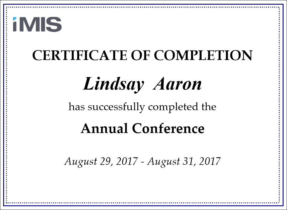Viewing the Event Certificates report example