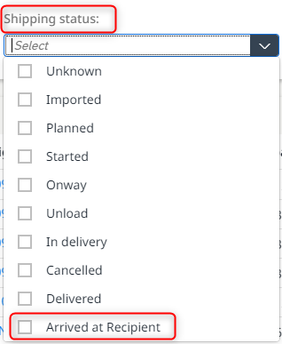 Status message ‘Arrived at Recipient’