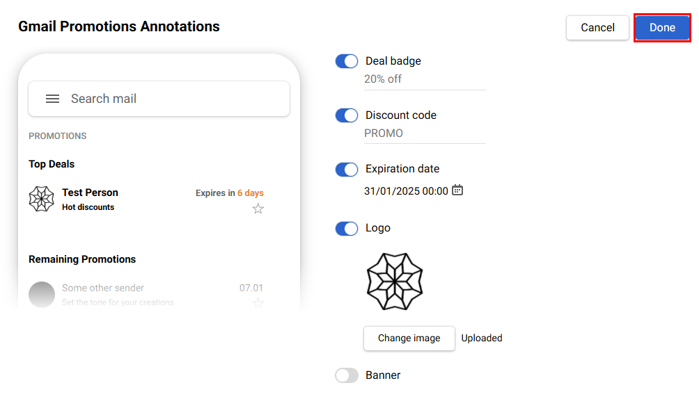 Annotation with all fields filled