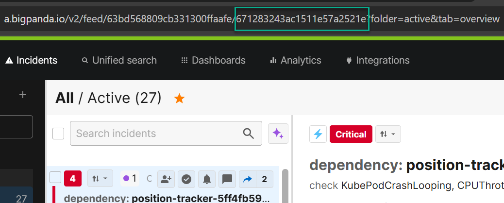 BigPanda Incident ID in URL