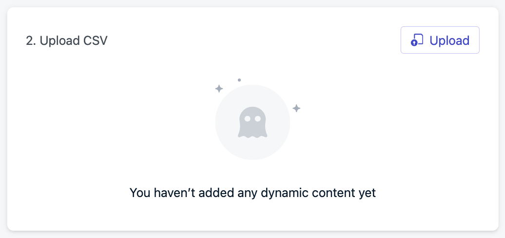 The Upload CSV step in the dashboard.