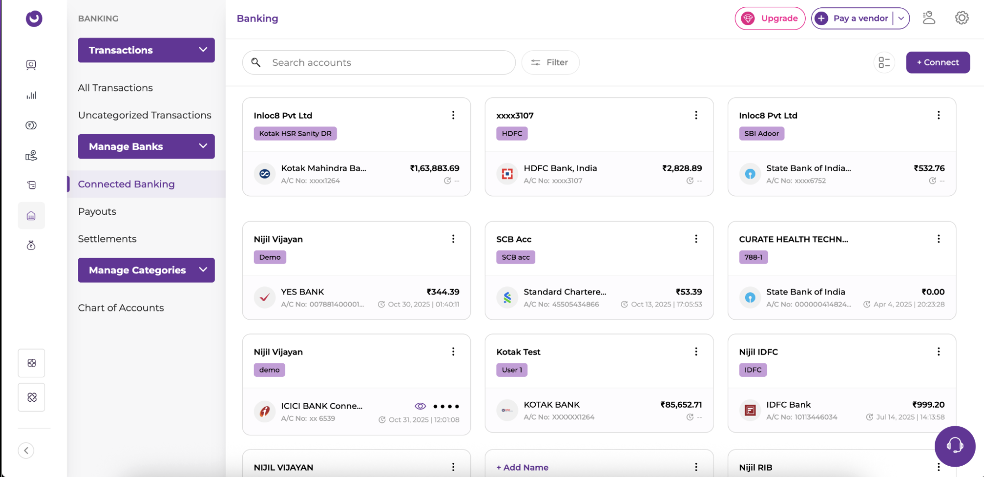 Connected Banking page