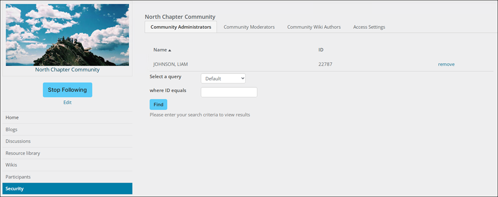 Communities landing page