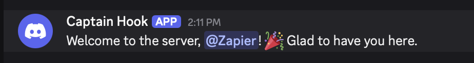 Example Welcome Message in Discord