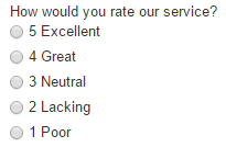 Screenshot of a Multiple or single-choice element rendered on a page with radio buttons where visitors select one option