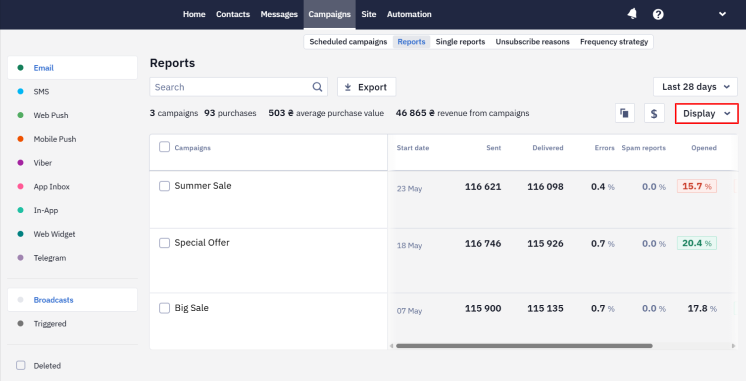 Setting Up Report Displaying