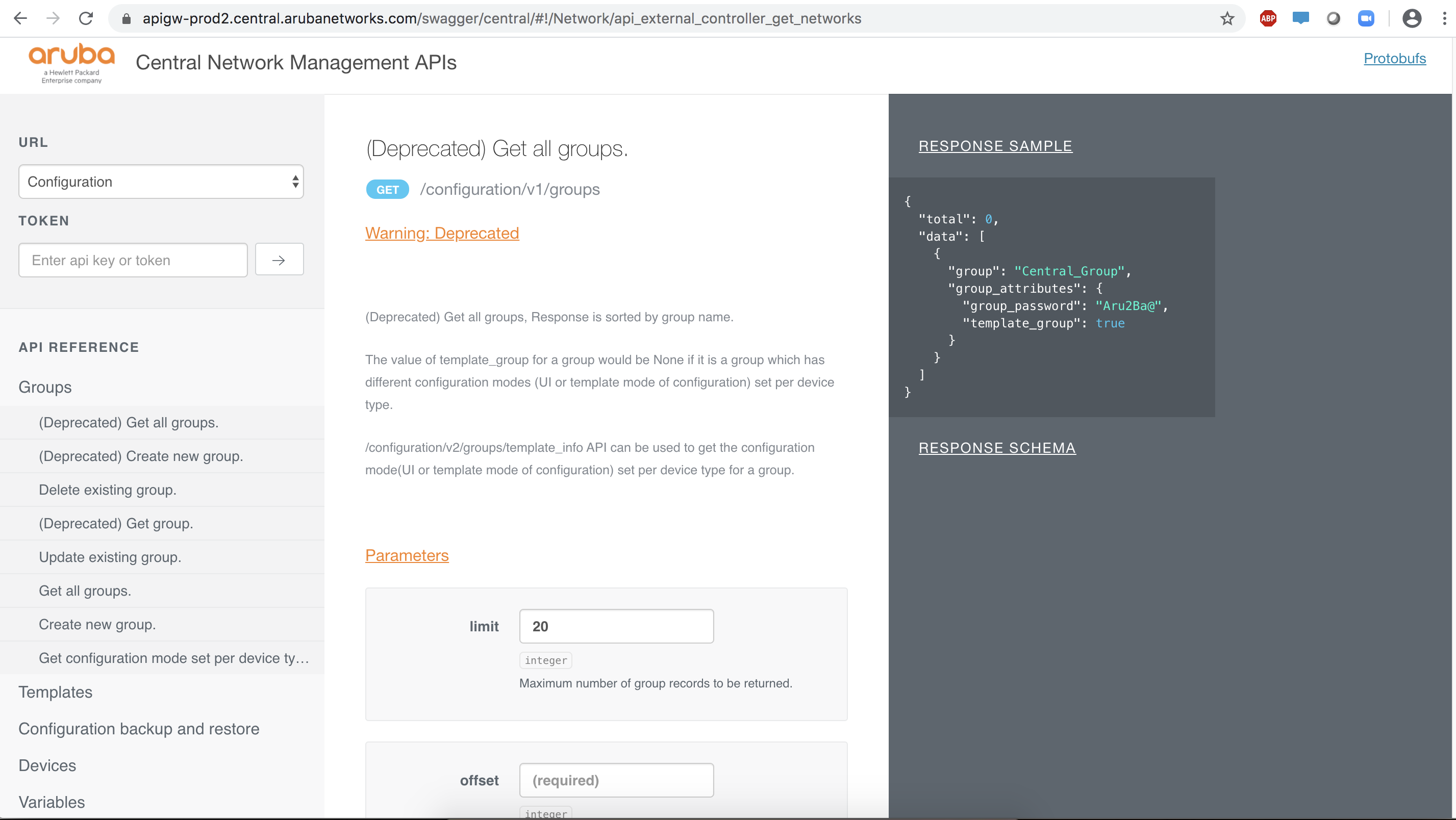 The API Gateway's swagger interface can be used to try out different APIs