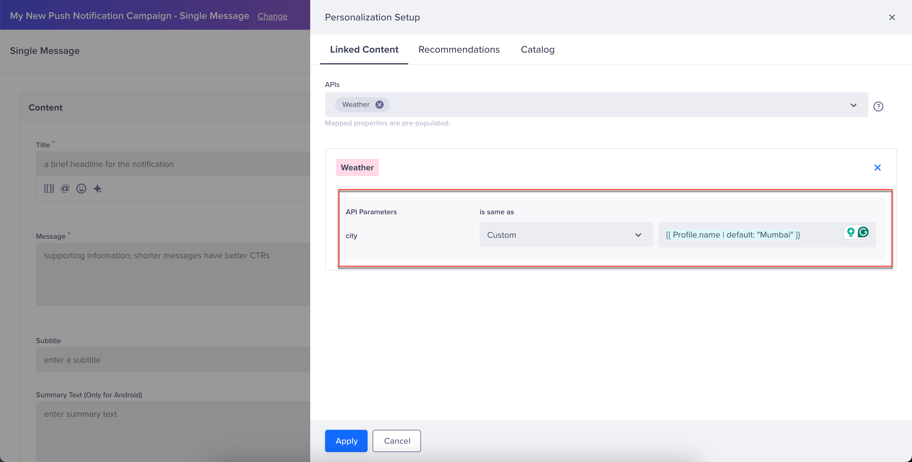 Personalization Setup