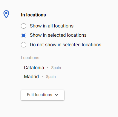 In locations settings